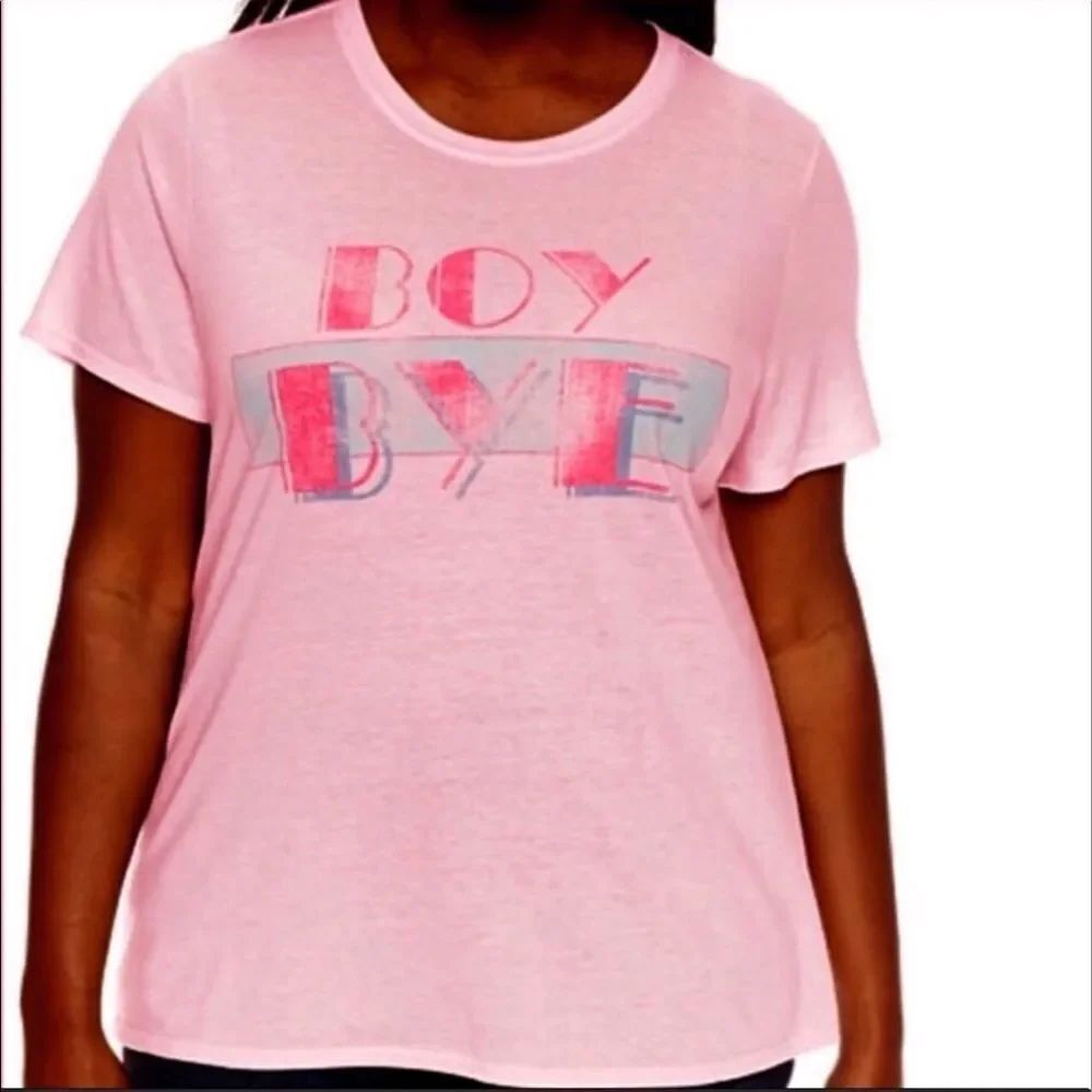 NEW Pink Crew Neck Short Sleeve Graphic T-Shirt Plus Size